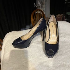 Anne Klein 4” navy open toe navy blue pumps